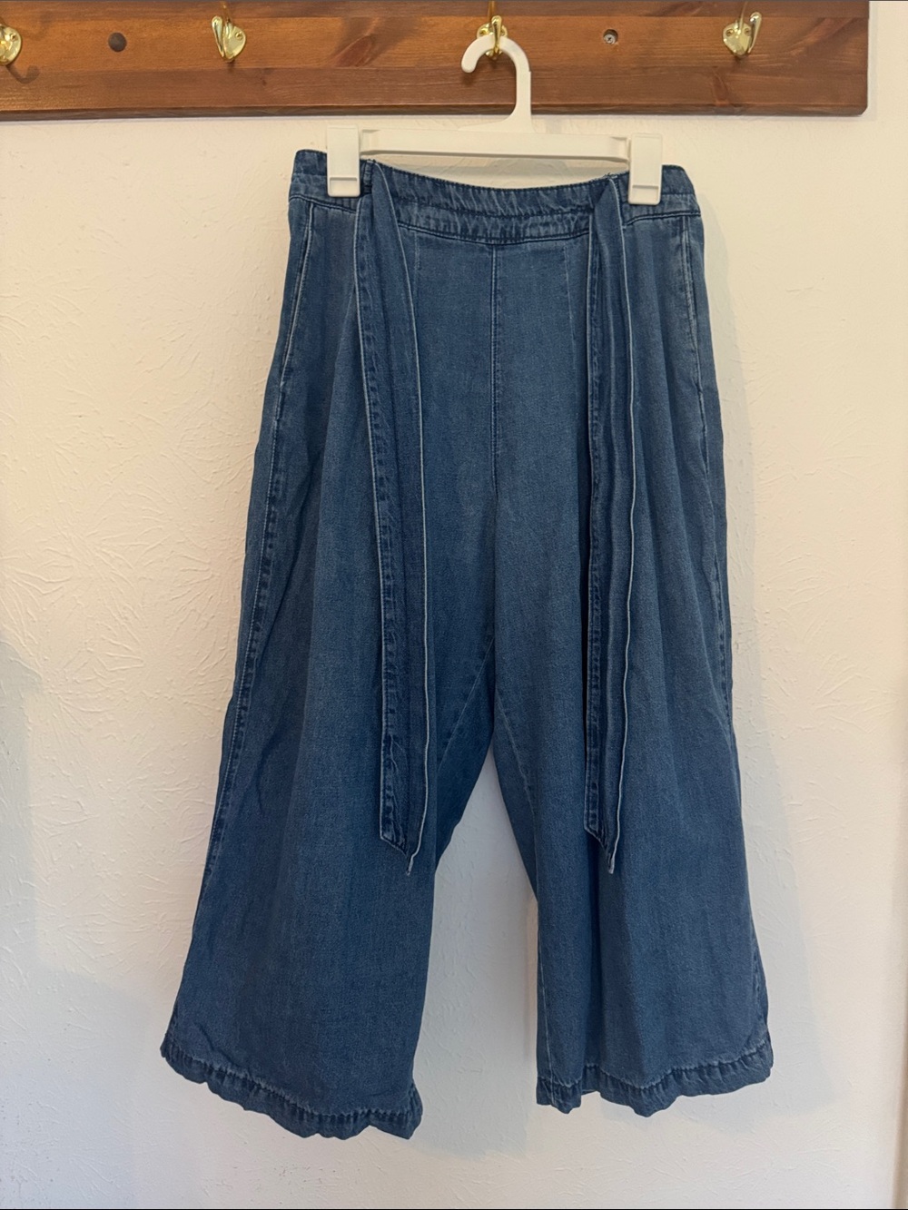Universal Thread Light Blue Denim Culottes with Waist Tie